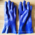 Blue Cold Resistant PVC Gloves with Sandy Finish Cotton Liner Gauntlet